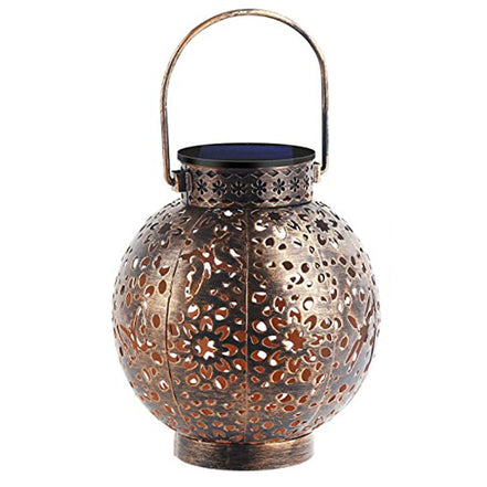 Iron Portable Hollow Lawn Solar Lantern Projection Lamp